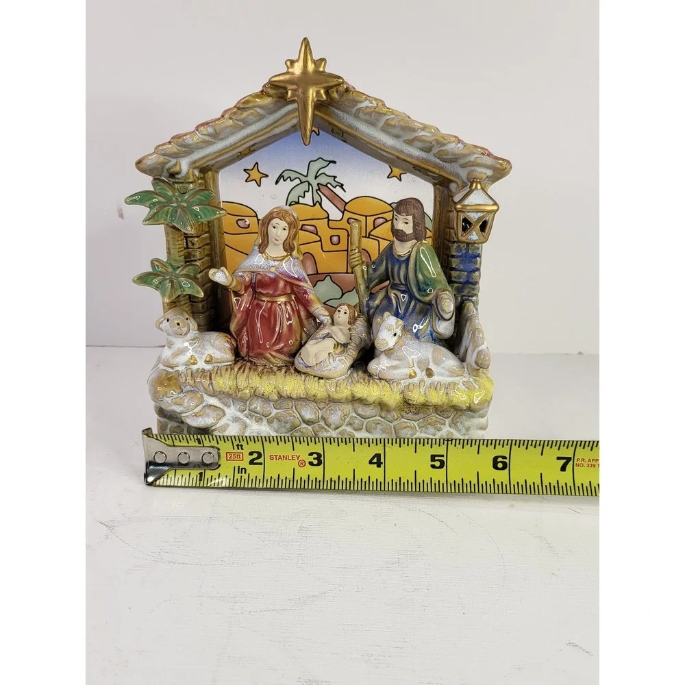 Ceramic Nativity Scene Figurine Holy Family Christmas Decor No lights
